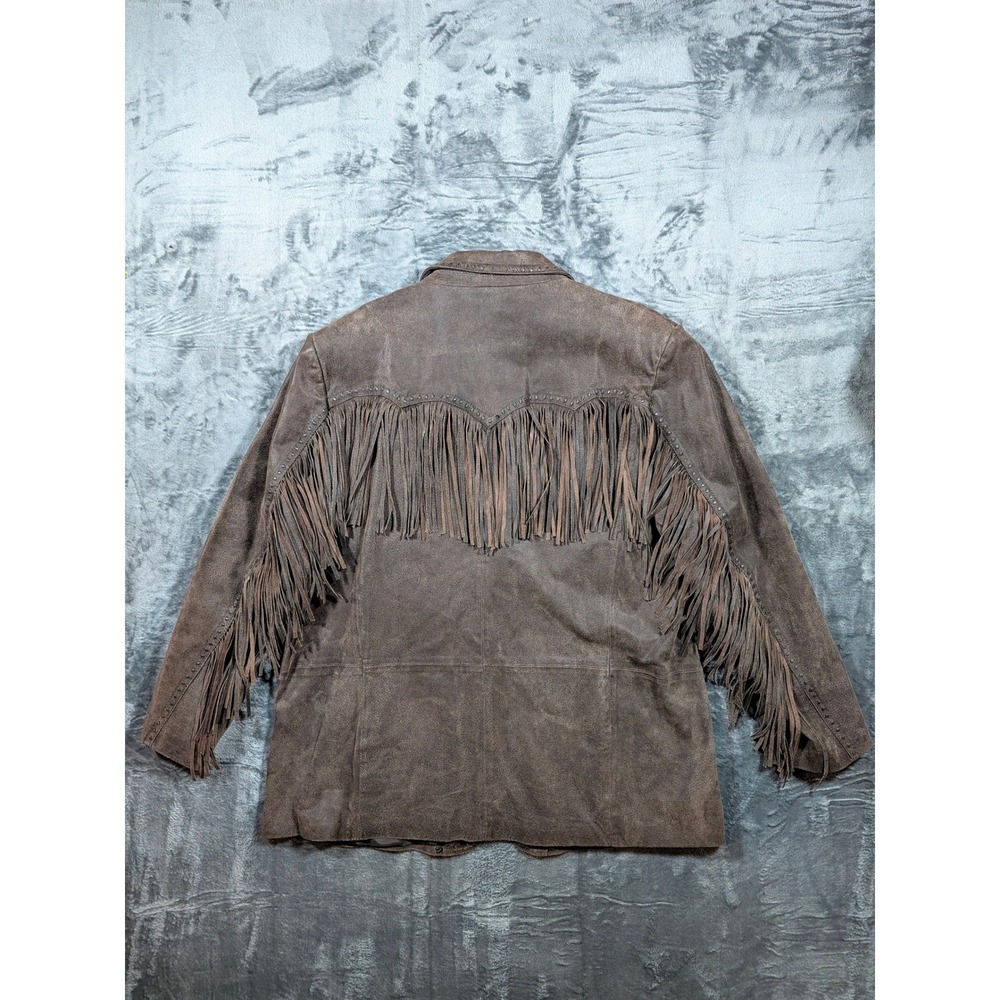 Cripple Creek Mens Brown Suede Leather Fringe Western Blazer Jacket 2XL